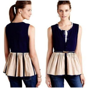 MOTH Darcy Peplum Navy Knit Sleeveless Vest